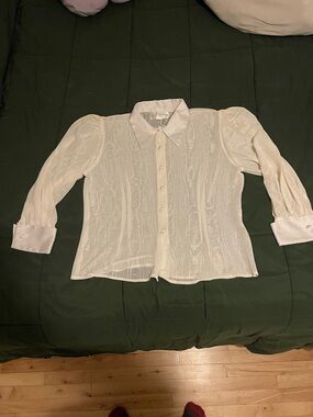 Sheer Ivory Button-Up Blouse